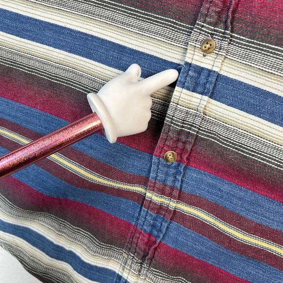 Vtg Bachrach 1877 Button Down Shirt Mens L Striped Western Cowboy Long Sleeve - Picture 4 of 11